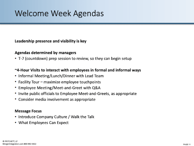 Welcome Week Agendas