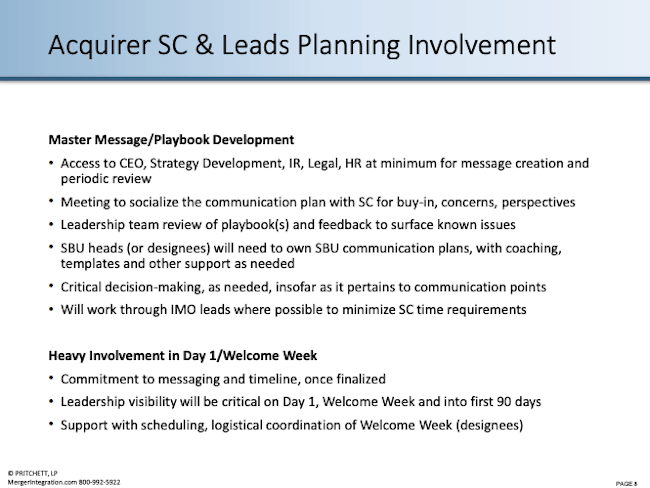 Acquirer SC & Leads Planning Involvement
