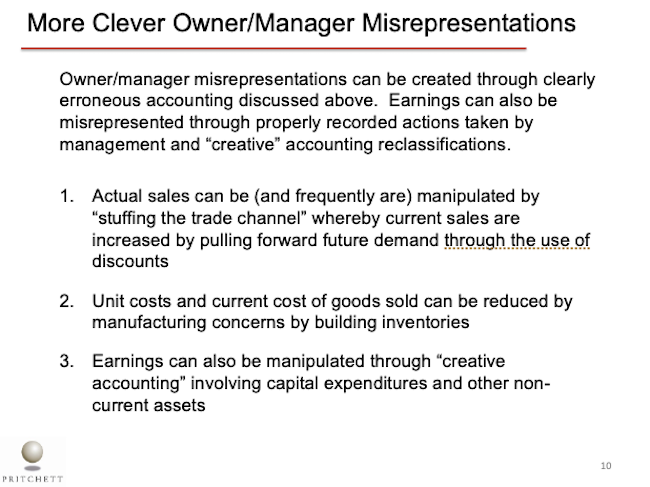 More Clever Owner/Manager Misrepresentations
