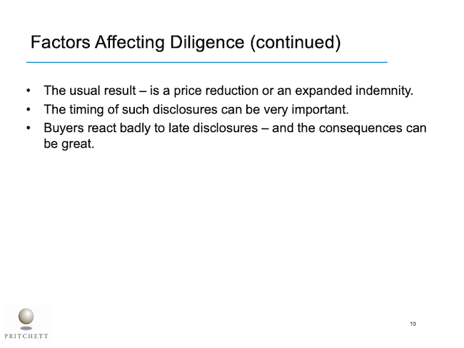 Factors Affecting Diligence (continued)