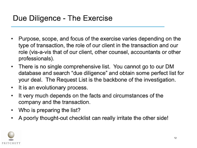 Due Diligence - The Exercise