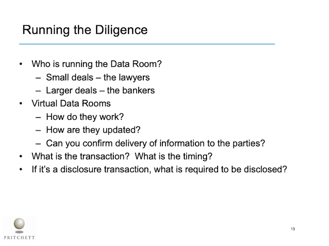 Running the Diligence
