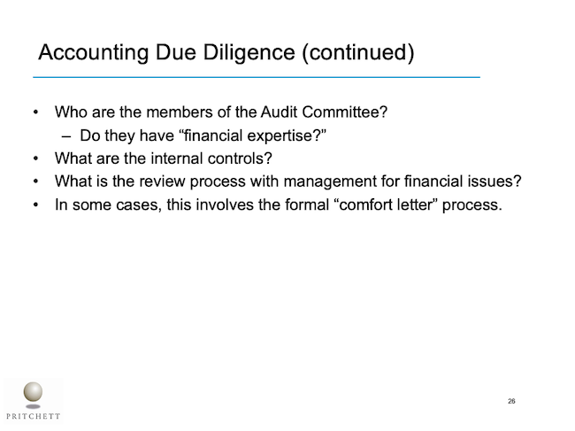 Accounting Due Diligence (continued)