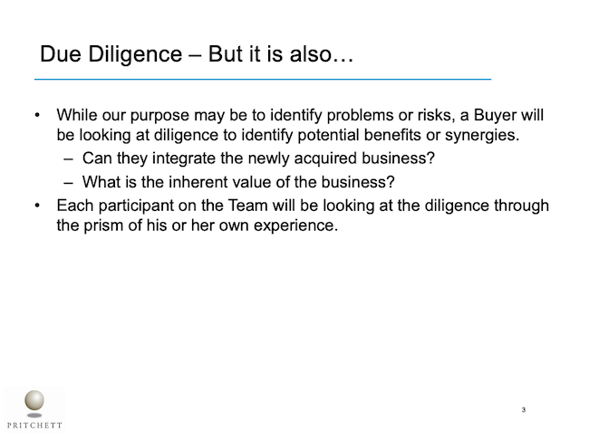 Due Diligence – But it is also…