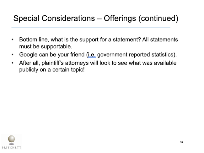 Special Considerations – Offerings (continued)