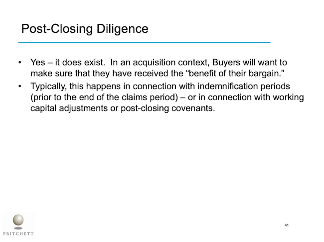 Post-Closing Diligence