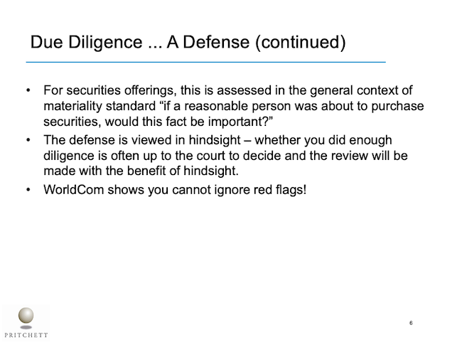 Due Diligence ... A Defense (continued)