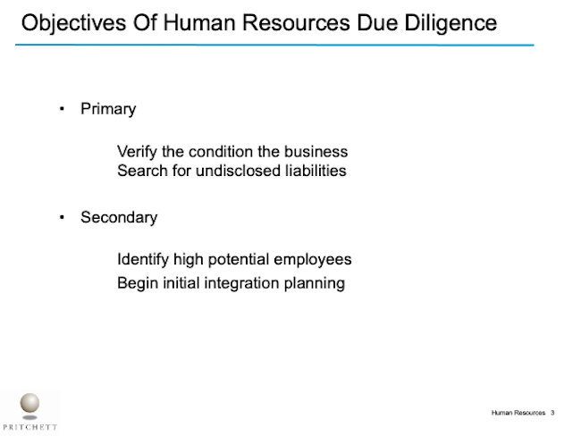 Objectives Of Human Resources Due Diligence