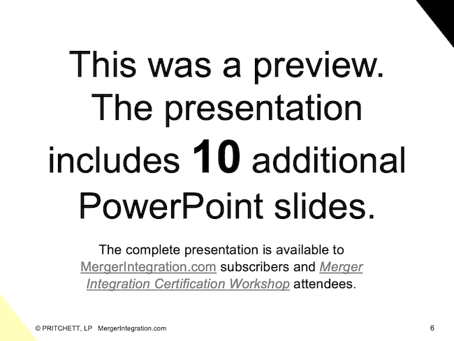 Acquisition Integration Charter: Additional Slides Notice