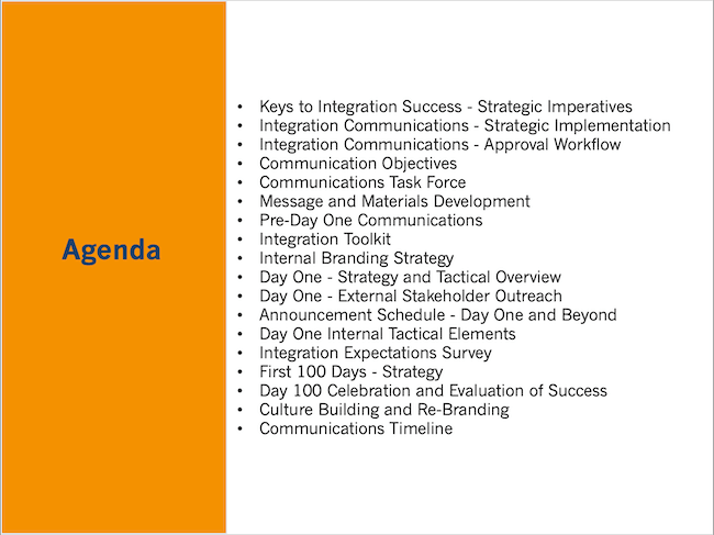 Communications Plan Agenda