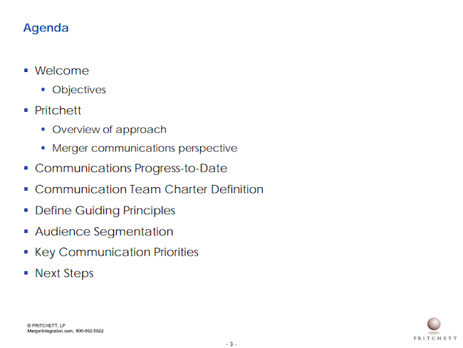 Communications Planning Agenda