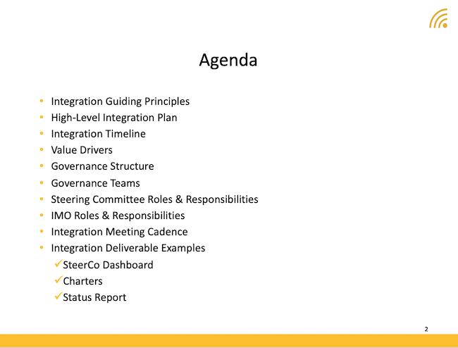 Post-Merger Integration Strategy and Teams Agenda