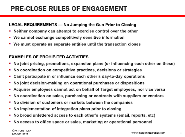 Pre Close Rules of Engagement