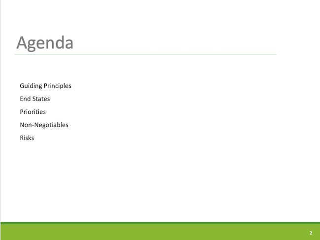Steering Committee Initial Decisions Agenda