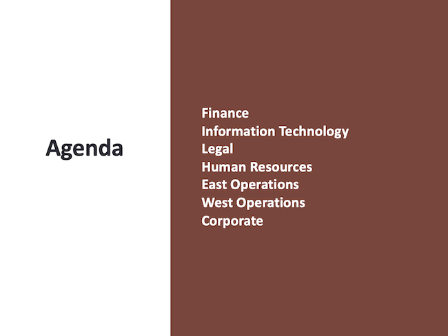 First 30 Days Agenda