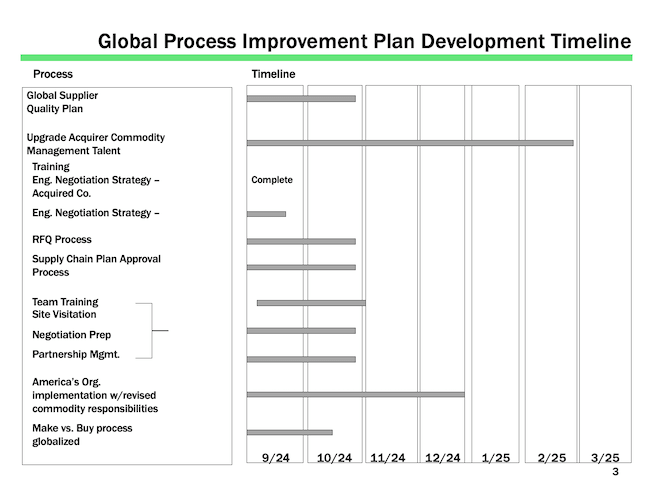 Global Process Improvement Plan Development Timeline