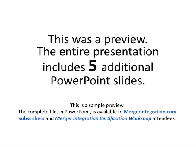 M&A Integration Planning Additional Slides notice