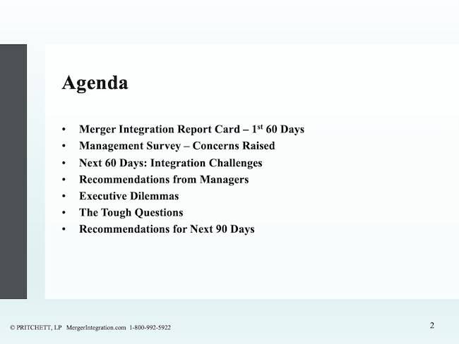 M&A Integration Post-Close Agenda