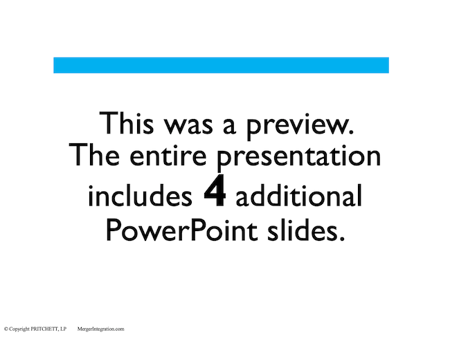 Post Merger Integration Steps Additional Slides Notice