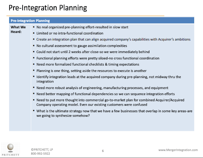 Pre-Integration Planning