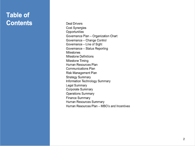 Table of Contents