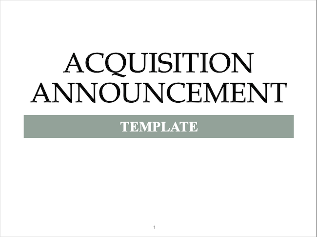 Acquisition Announcement Template