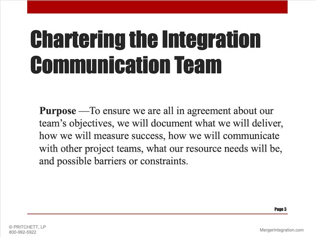 Chartering the Integration Communication Team