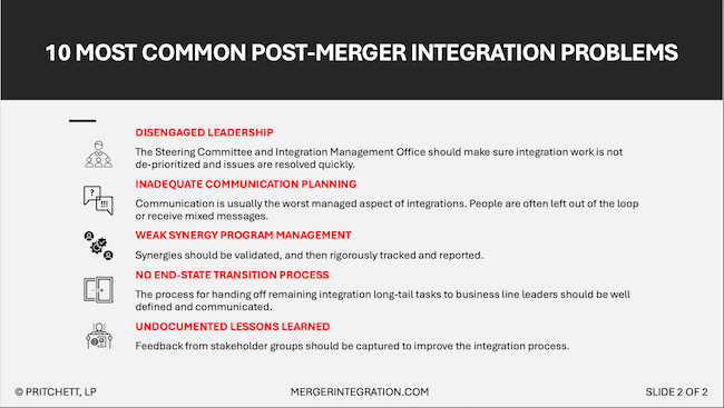 10 Most Common Post Merger Integration Problems