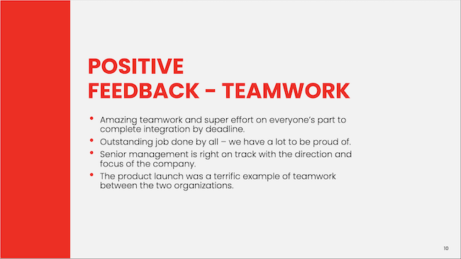 Positive Feedback - Teamwork