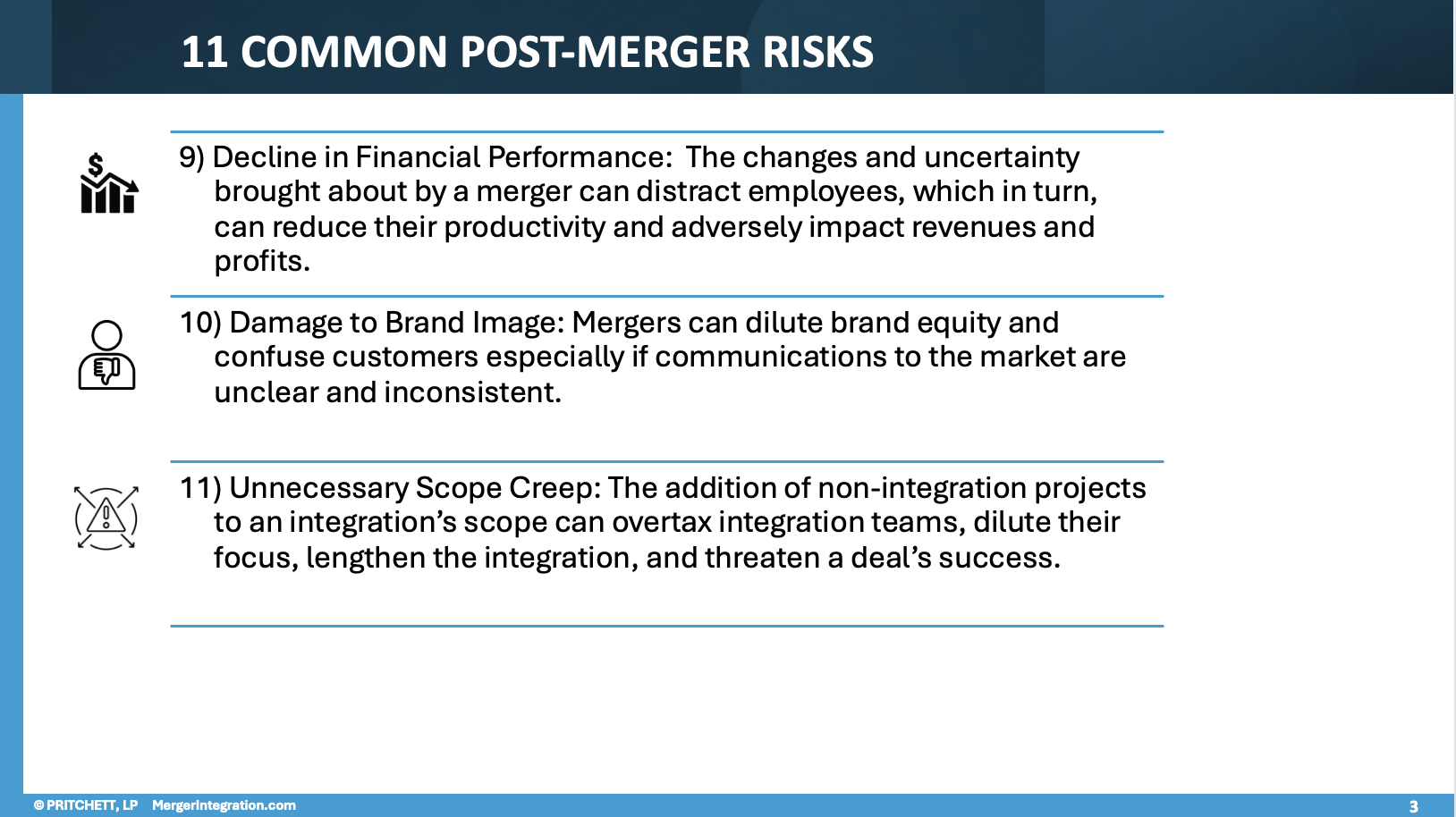 11 post merger risks
