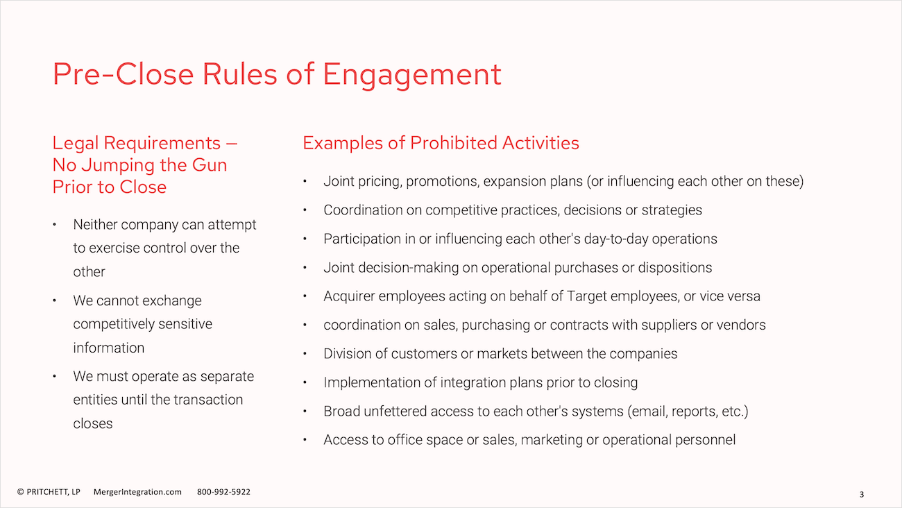 Pre Close Rules of Engagement