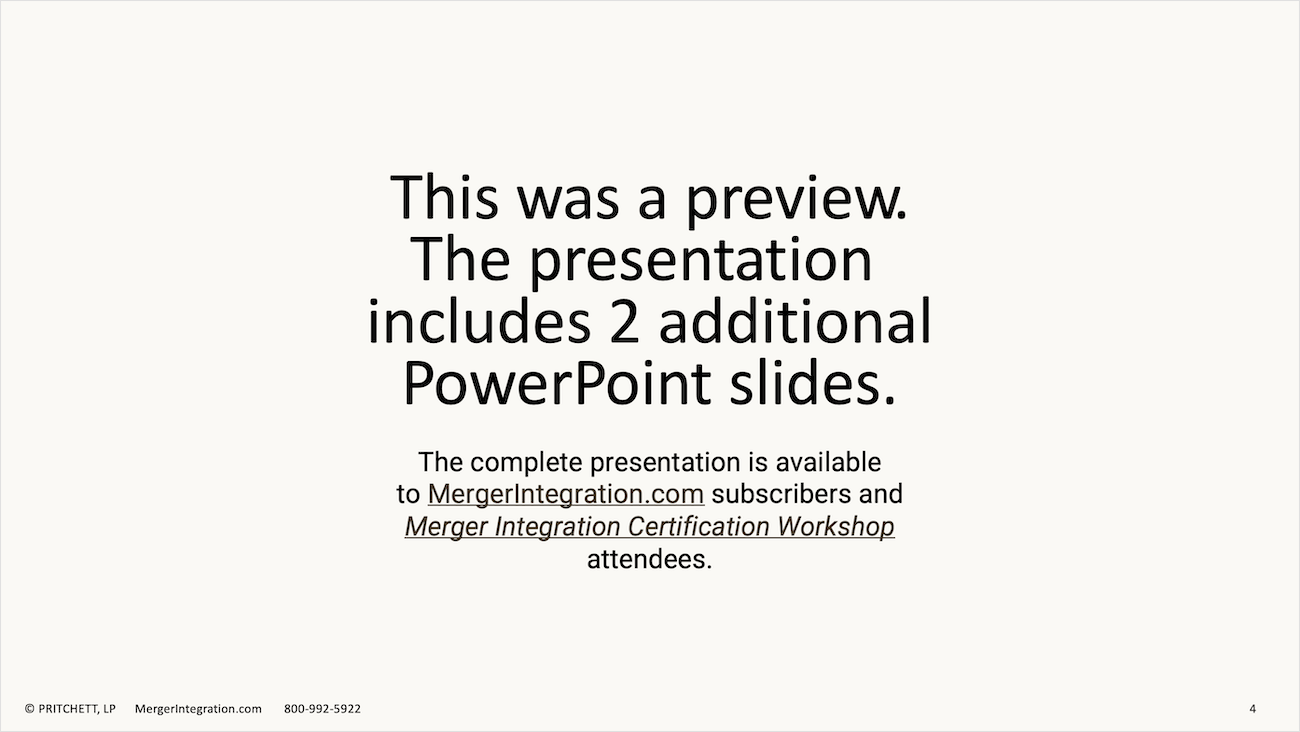 M&A IntegrationGuiding Principles Examples Additional Slides notice