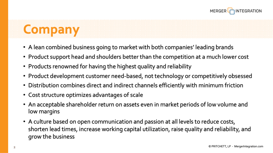 High Level Post-merger Target Operating Models