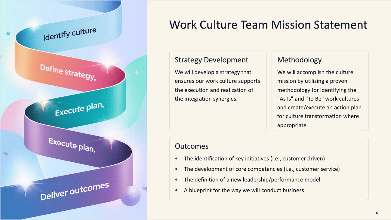 Work Culture Team Mission Statement