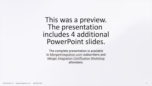  Post Merger Integration Plan Additional Slides notice