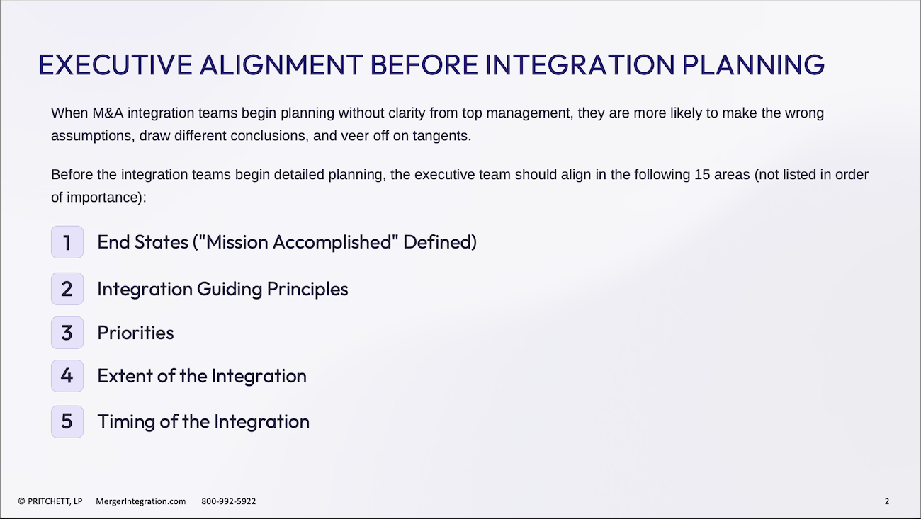 Executive Alignment Before Integration Planning 1