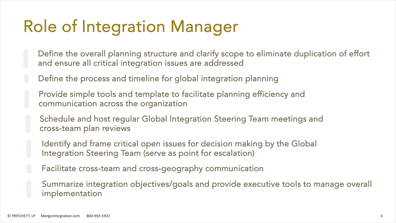 Role of Integration Manager