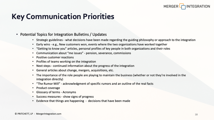 Mergers & Acquisitions Communications Plan