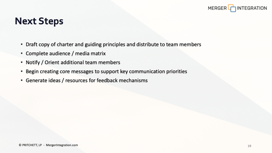Mergers & Acquisitions Communications Plan