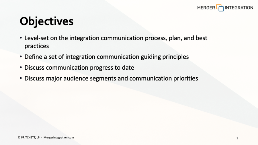 Mergers & Acquisitions Communications Plan