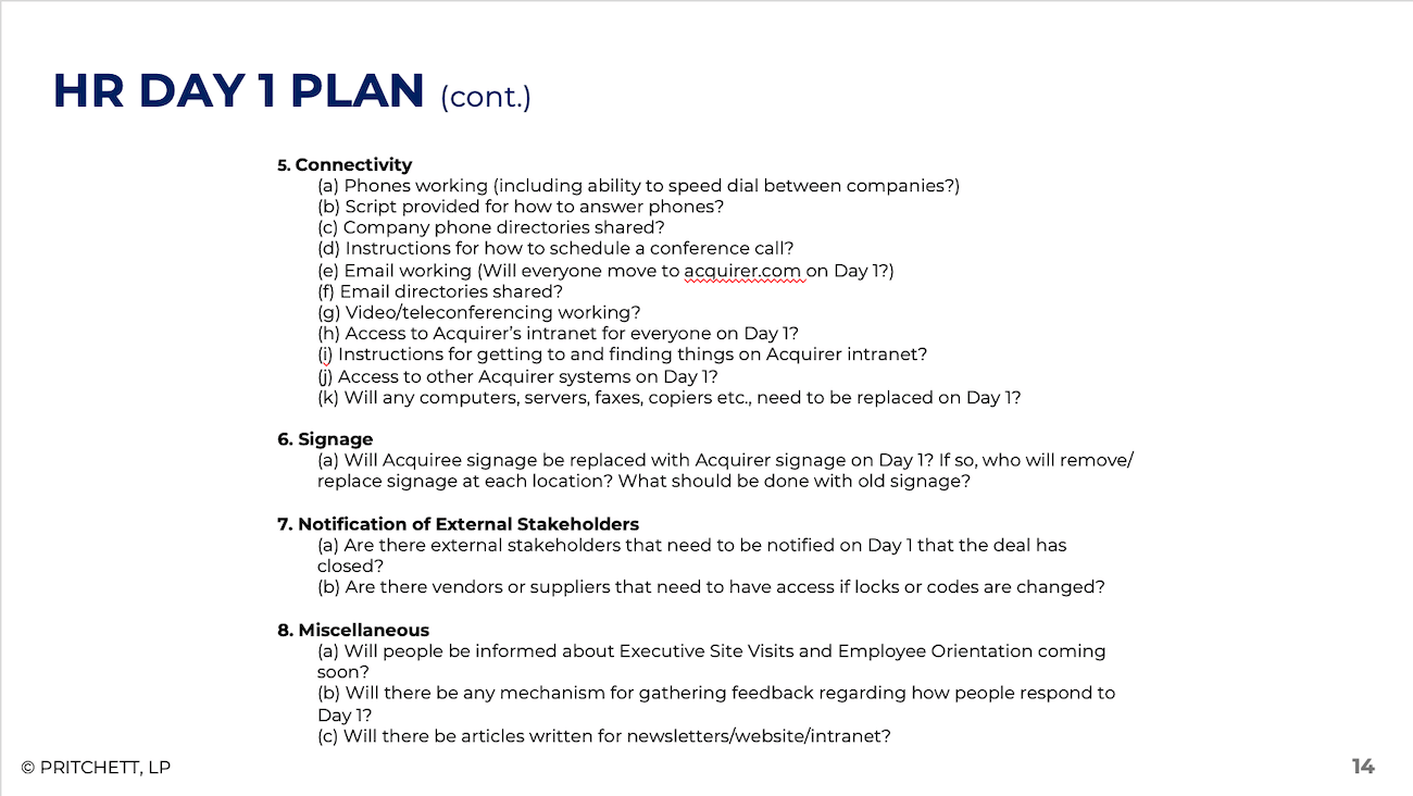 HR DAY 1 PLAN (cont.)