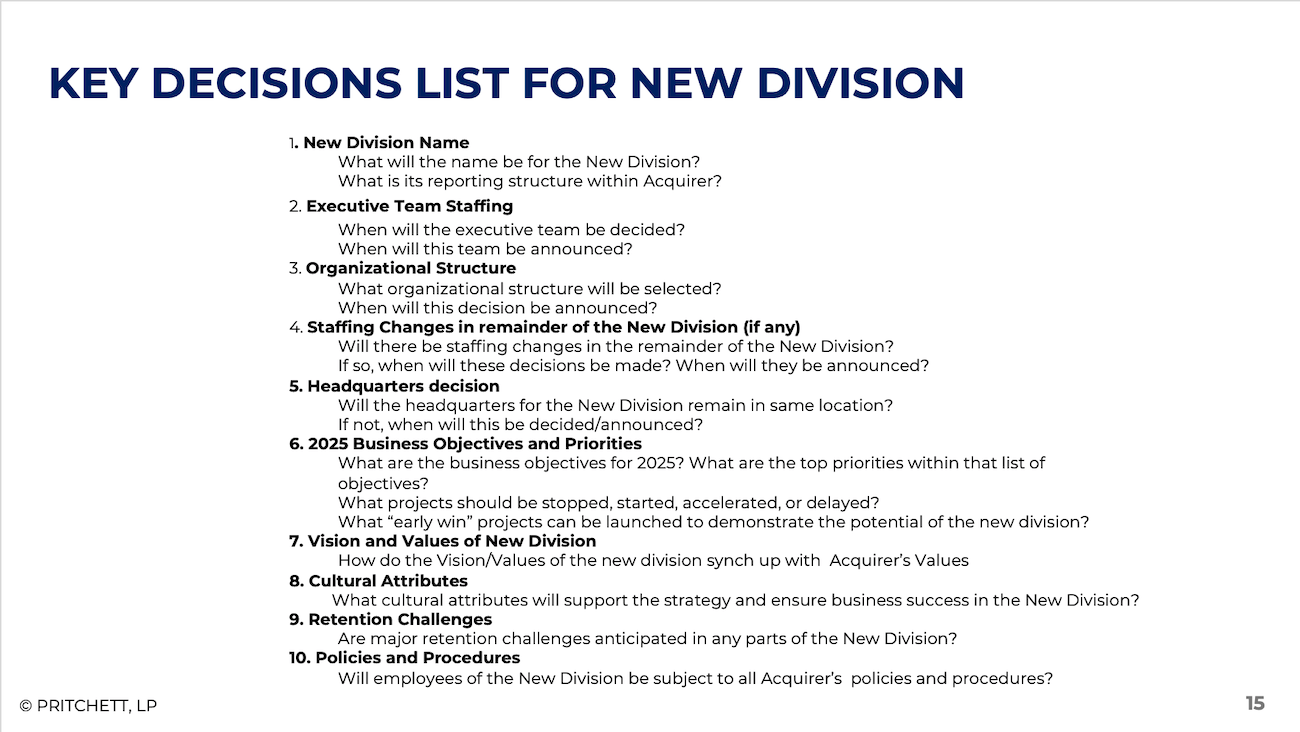 KEY DECISIONS LIST FOR NEW DIVISION