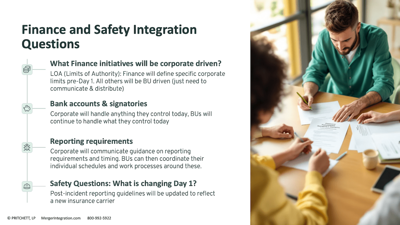 Finance and Safety Integration Questions