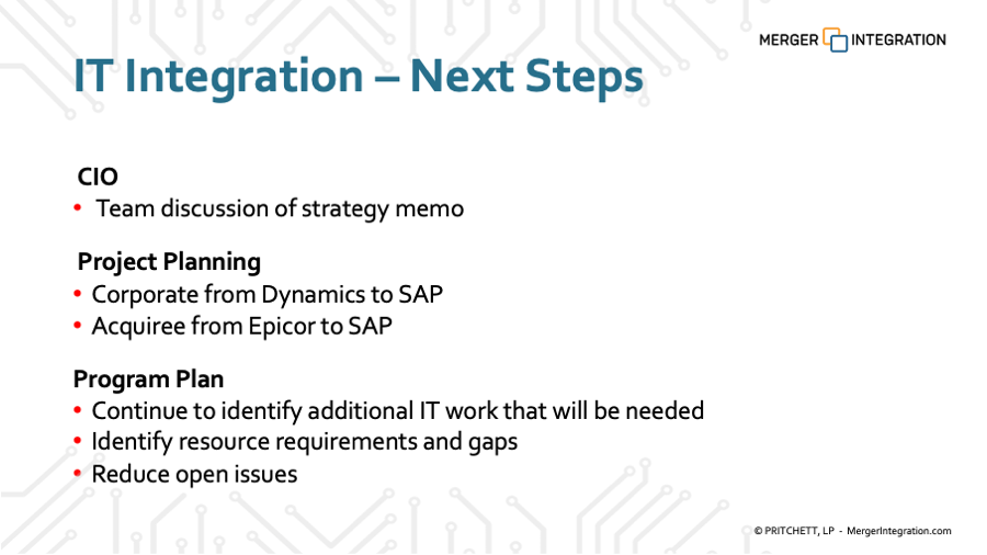 Information Technology Post-Merger Integration Approach