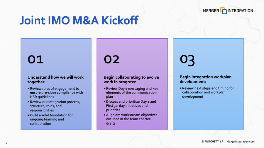 Joint Integration Management Office (IMO) M&A Kickoff Meeting