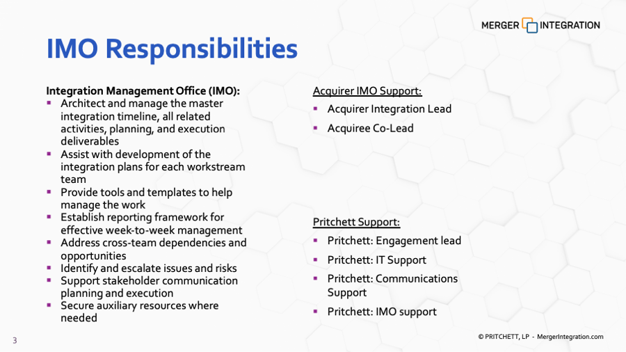 Joint Integration Management Office (IMO) M&A Kickoff Meeting