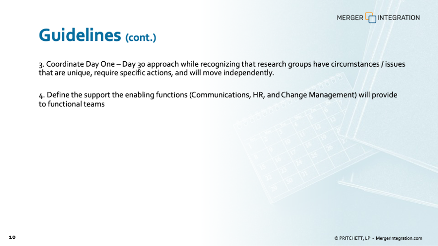 Post-Merger Integration Planning: Day 1 - Day 30 