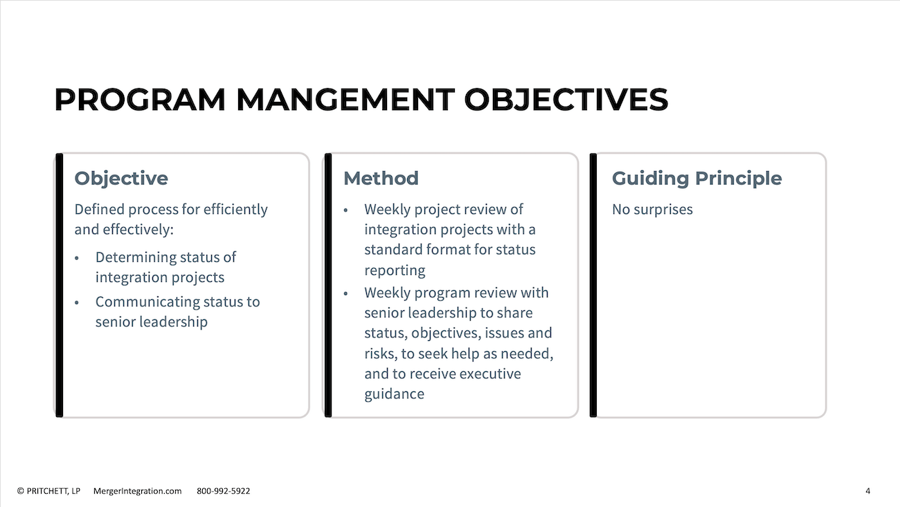 Program Management Objectives