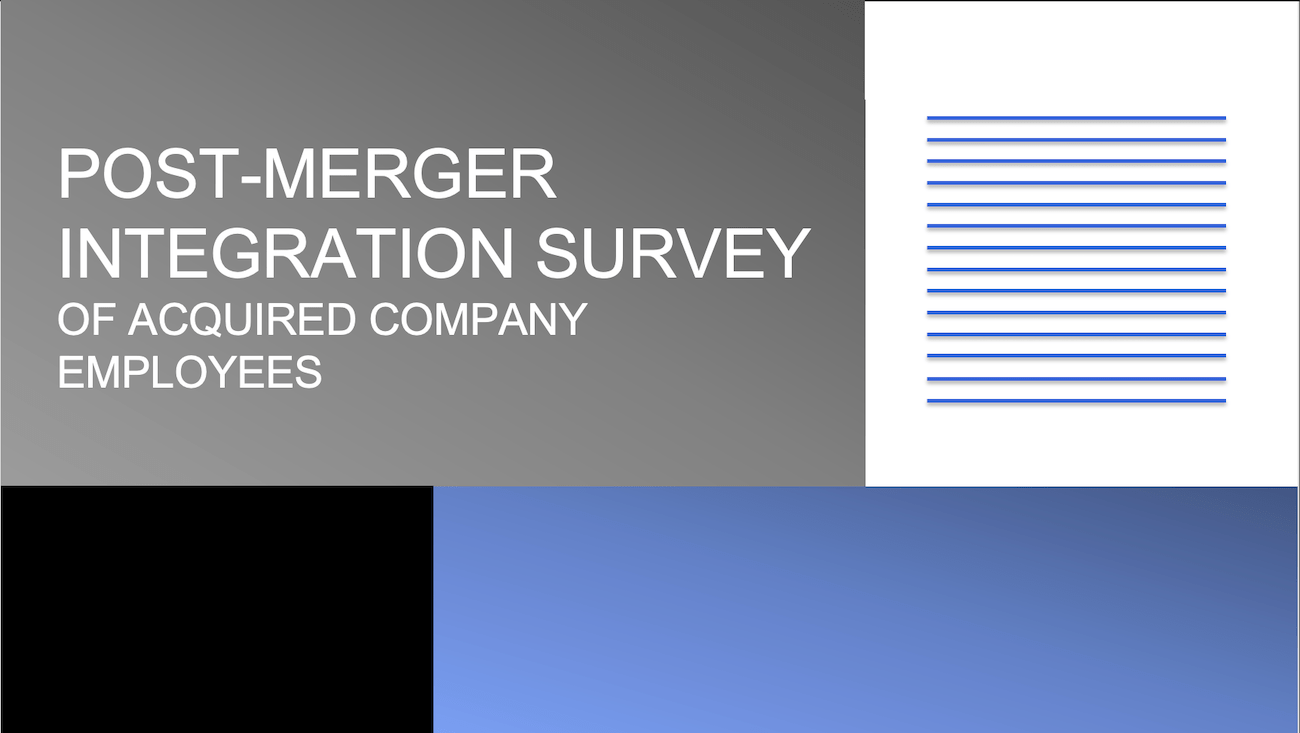 Post-Merger integration Survey Of Acquired Company Employees