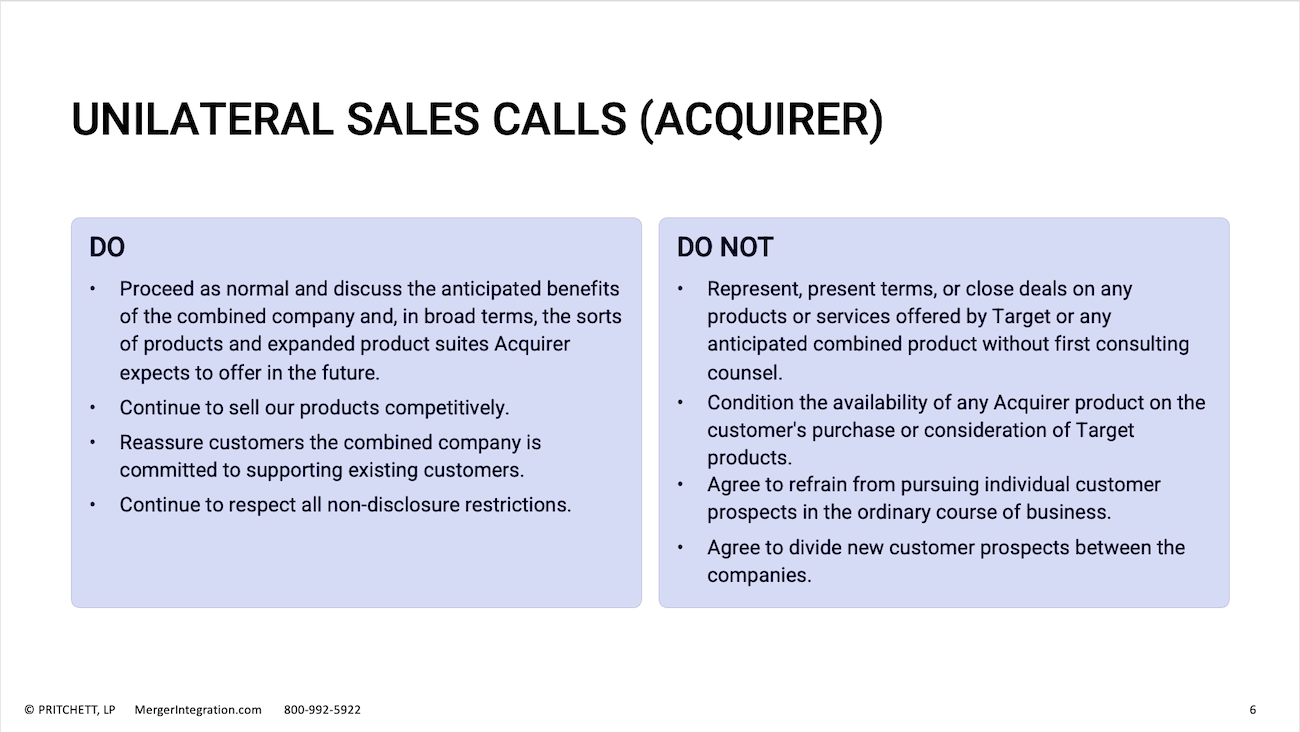 Unilateral Sales Calls (Acquirer)
